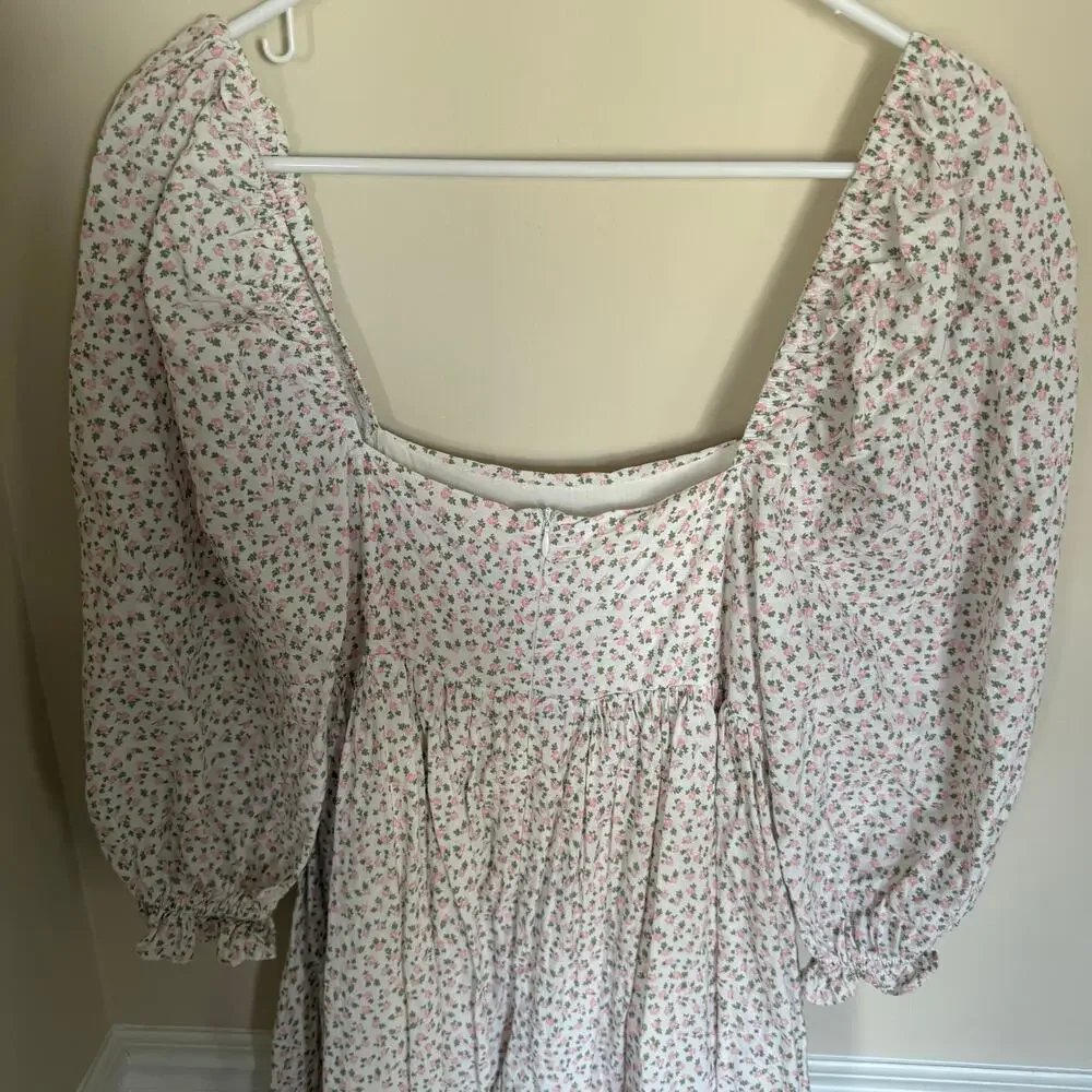 STORIA NWOT Floral Puff Sleeve Tiered Maxi Dress Summer Fairycore Preppy Boho - Picture 7 of 15